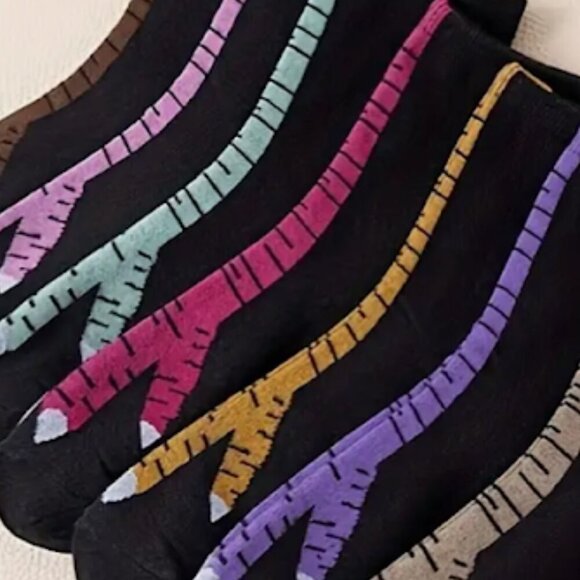 NEW Black & Pink Chicken Feet Pattern Mid Tube Socks Trendy Funny Jokes Gym - Picture 2 of 4
